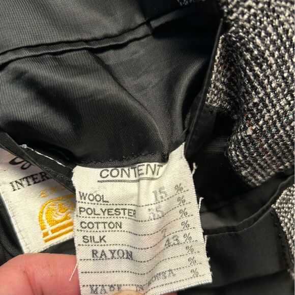 VTG Gino Salvaggi Wool Blend Tweed Black/White w/ rainbow Sport Coat Blazer 44R - Picture 10 of 15